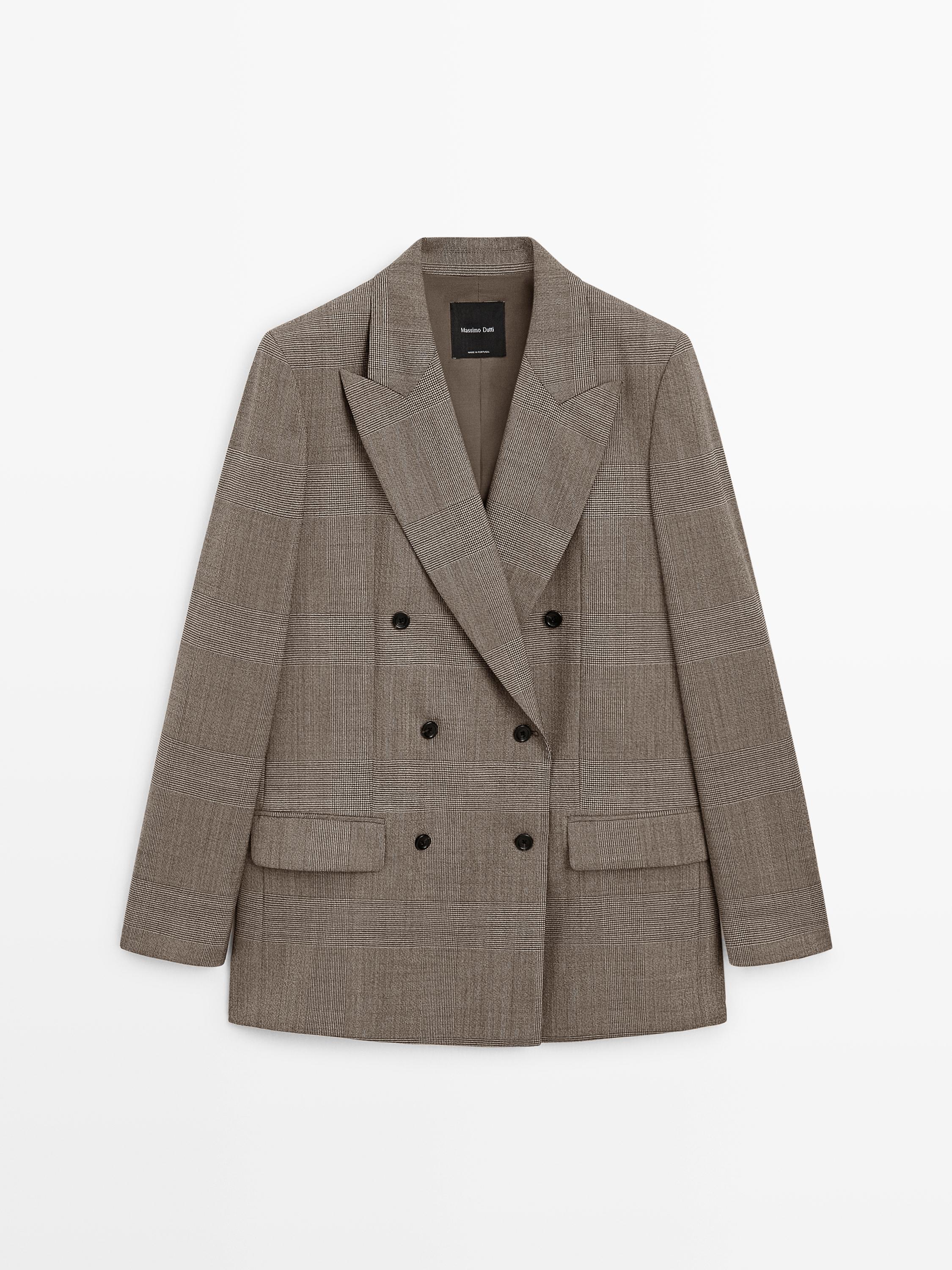 Blazer à carreaux 100 % laine